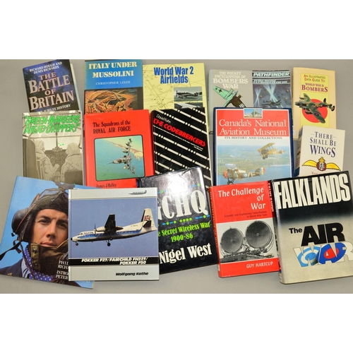 420 - A BOX CONTAINING SIXTEEN BOOKS, all of Military interest, mainly RAF, but later Falklands War, Codeb... 