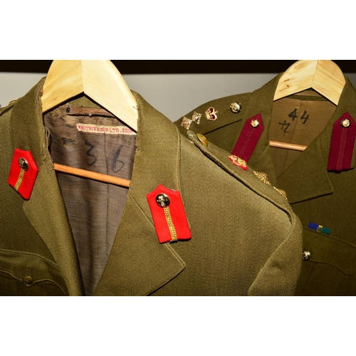 433 - A 1943 MODEL BATTLE DRESS BLOUSE, with the Royal Canadian Infantry Corps logo, a 1942 pattern Battle... 