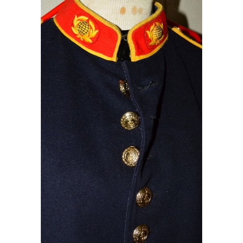 435 - SIX ITEMS OF WWII ERA AND LATER UNIFORM ITEMS, to include Royal Marines Band Dress jacket and trouse... 