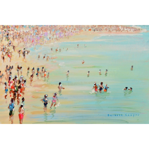 550 - HILARY BURNETTE COOPER (BRITISH CONTEMPORARY) 'BEACH ESCAPADES', a seaside landscape, signed lower r... 