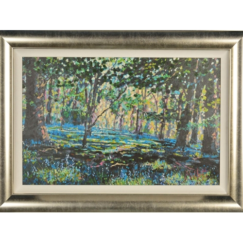 574 - TIMMY MALLETT (BRITISH CONTEMPORARY) 'BLUEBELL SHADOWS' an artist proof print of a bluebell wood 15/... 