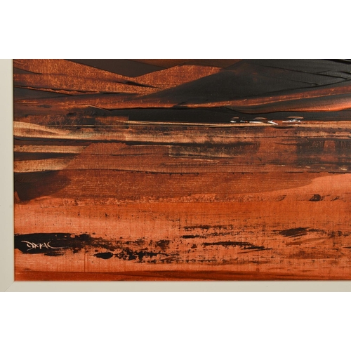 578 - DUNCAN MACGREGOR DMAC (BRITISH 1961) 'COPPER SUNSET' a copper Hued Landscape, signed DMAC lower left... 