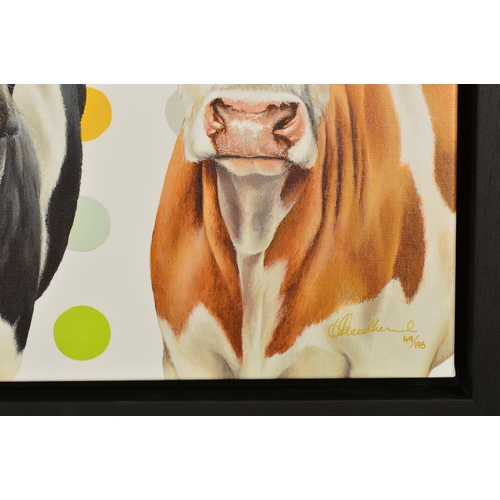 586 - HAYLEY GOODHEAD (BRITISH CONTEMPORARY) 'DAMIENS HERD' a limited edition print on canvas 49/195, sign... 