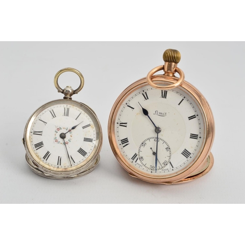 69 - TWO POCKET WATCHES, to include a 9ct gold Limit pocket watch, Roman numeral dial, with a subsidiary ... 