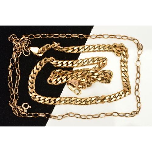 81 - TWO 9CT GOLD CHAIN NECKLACES, the curb link necklace, to the lobster claw clasp, import hallmark for... 
