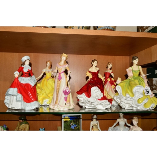 835 - SIX ROYAL DOULTON PRETTY LADIES FIGURES, 'Spring Ball' HN5467, 'Autumn Ball' HN5465, 'Winter Ball' H... 