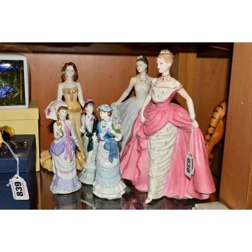 838 - SIX COALPORT FIGURINES, to include limited edition 'Millennium Debut' No 426/7500 and 'Beth' (15th A... 