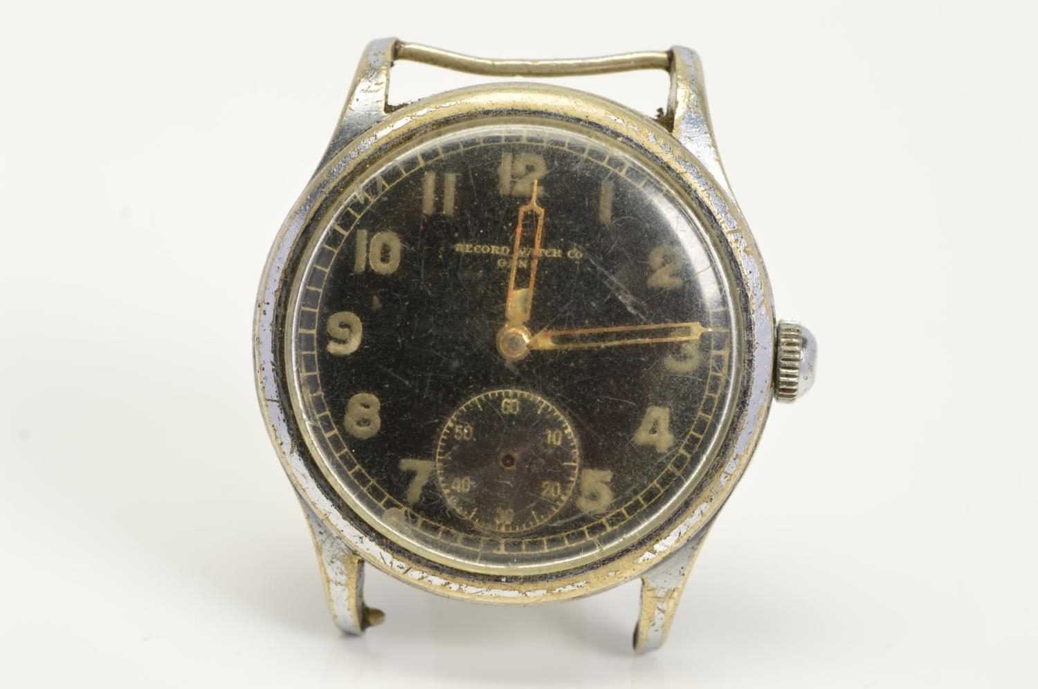 A RECORD WATCH CO 'GENEVE' GERMAN MILITARY WRISTWATCH CASE,