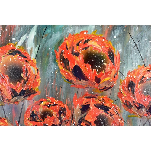 439 - CLARE SYKES (BRITISH 1972) 'TIGER MIMICS' stylised wild flower blossoms, signed bottom right, signed... 