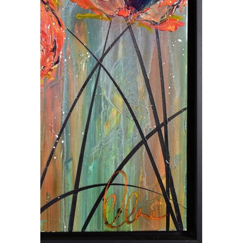 439 - CLARE SYKES (BRITISH 1972) 'TIGER MIMICS' stylised wild flower blossoms, signed bottom right, signed... 