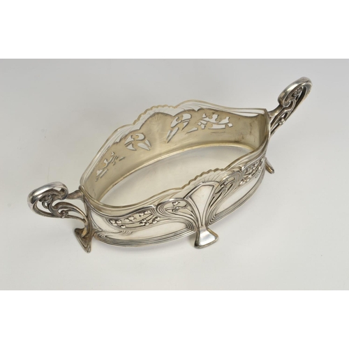 102 - A WMF SILVER PLATED TWIN HANDLED BOWL, model No.352, the sinuous open scrolling handles formed of te... 