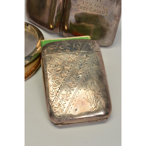 103 - THREE LATE VICTORIAN / EDWARDIAN RECTANGULAR SILVER CIGARETTE CASES, all three engraved with initial... 