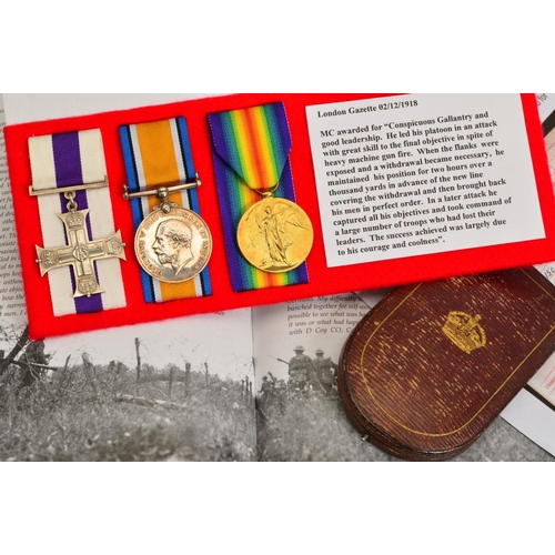 128 - A WWI M.C. GALLANTRY GROUP OF THREE MEDALS TO AN OFFICER WHO SERVED WITH THE 28TH LONDON REGIMENT AN... 