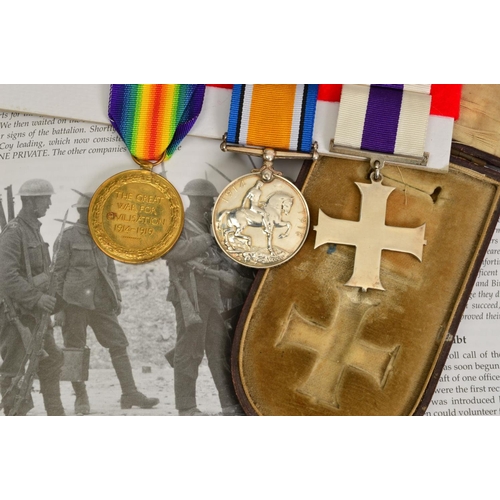 128 - A WWI M.C. GALLANTRY GROUP OF THREE MEDALS TO AN OFFICER WHO SERVED WITH THE 28TH LONDON REGIMENT AN... 