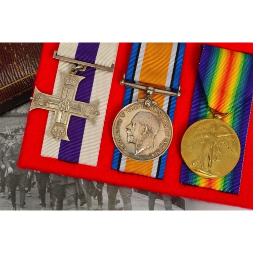 128 - A WWI M.C. GALLANTRY GROUP OF THREE MEDALS TO AN OFFICER WHO SERVED WITH THE 28TH LONDON REGIMENT AN... 