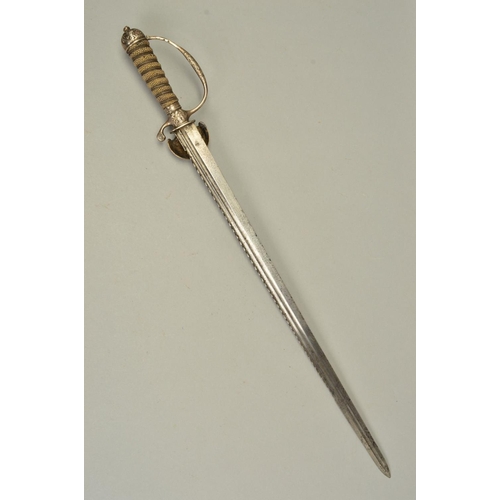 129 - AN 18TH CENTURY BELIEVED CONTINENTAL HUNTING SWORD, possibly French, with no blade markings, double ... 