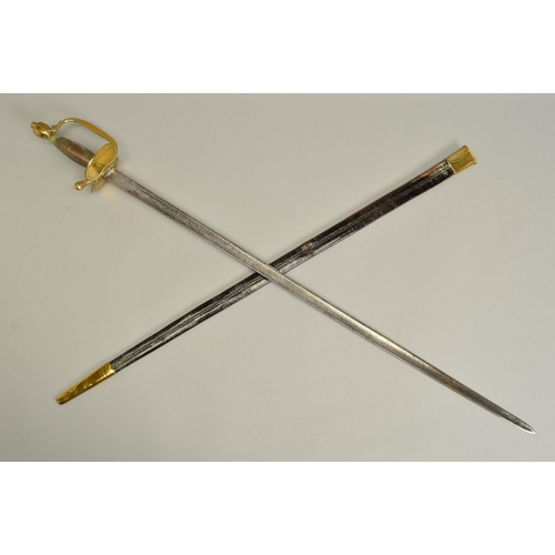 132 - A LATE 19TH / EARLY 20TH CENTURY OFFICERS LIGHT SWORD, possibly Continental, blade length approximat... 