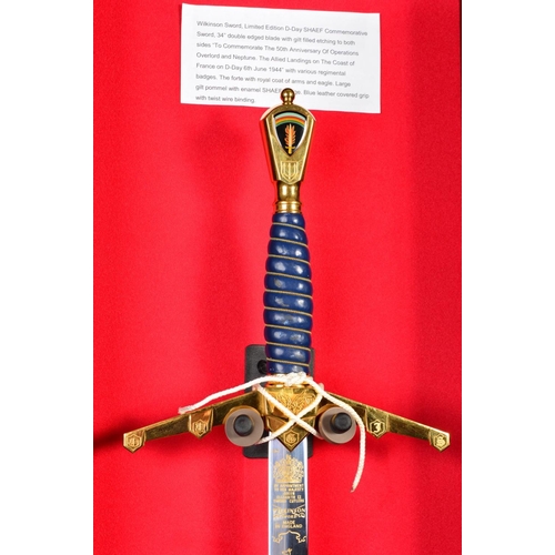 133 - A FINE LIMITED EDITION DISPLAY SWORD, contained in a handmade display case commemorating the 50th An... 