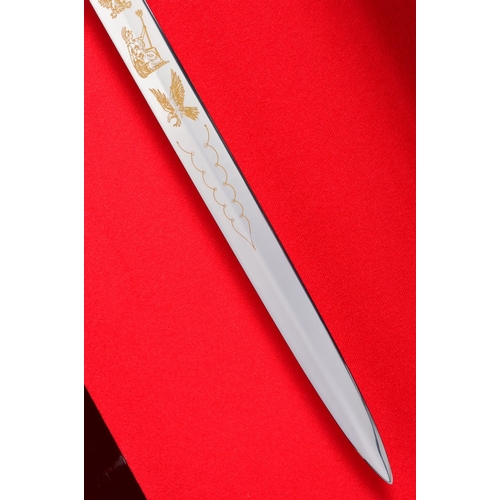 133 - A FINE LIMITED EDITION DISPLAY SWORD, contained in a handmade display case commemorating the 50th An... 