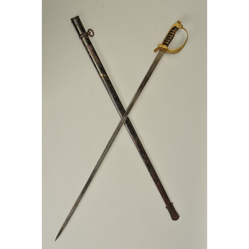 137 - A 20TH CENTURY PATTERN INFANTRY SWORD, with both the blade and handguard marked with peculiar almost... 