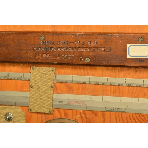 138 - A BRITISH WWII ERA DATED 1940 ROYAL ARTILLERY PLOTTERS BOARD, cased number 3 MKI, by Puddefoot Bower... 