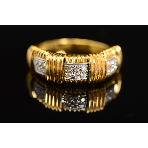 15 - AN 18CT GOLD DIAMOND BAND RING, estimated diamond weight 0.24ct, ring size L, hallmarked 18ct gold, ... 