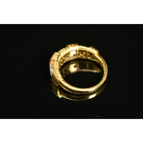 15 - AN 18CT GOLD DIAMOND BAND RING, estimated diamond weight 0.24ct, ring size L, hallmarked 18ct gold, ... 