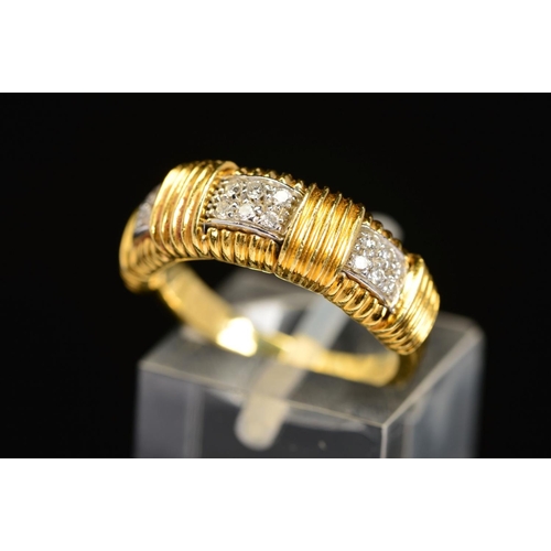 15 - AN 18CT GOLD DIAMOND BAND RING, estimated diamond weight 0.24ct, ring size L, hallmarked 18ct gold, ... 