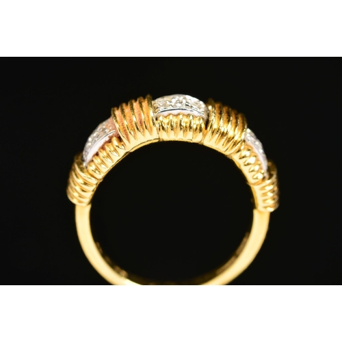 15 - AN 18CT GOLD DIAMOND BAND RING, estimated diamond weight 0.24ct, ring size L, hallmarked 18ct gold, ... 