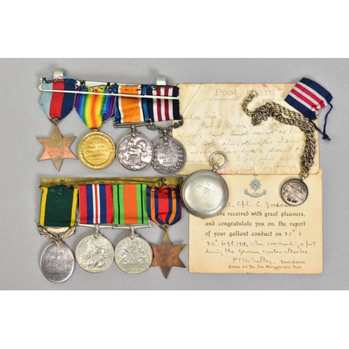 165 - A WWI GALLANTRY GROUP OF MEDALS, and other items relating to the War Service of a soldier with the W... 