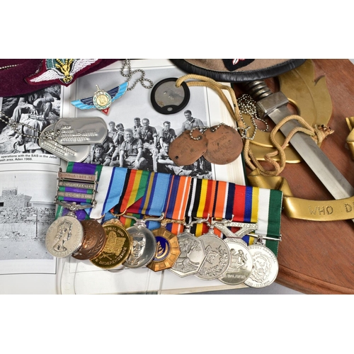 166 - A SUPERB AND ALMOST TOTALLY UNIQUE GROUP OF NINE MEDALS, awarded to a member of the '22 Special Air ... 