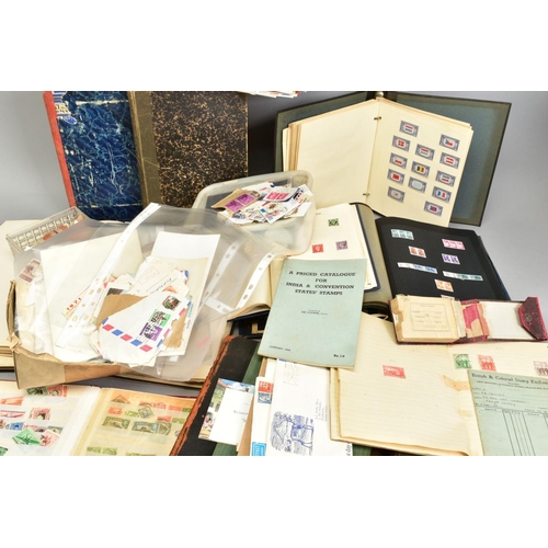 177 - A LARGE ACCUMULATION OF STAMPS, in two boxes, note album of KGV war tax stamps TOGO overprints, Ceyl... 