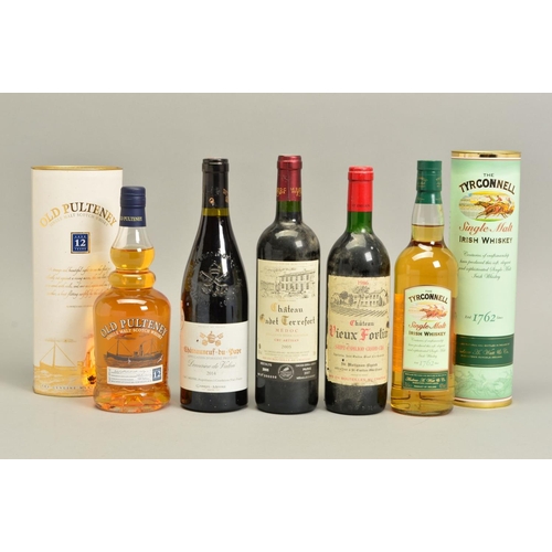 360 - A COLLECTION OF WHISKY AND WINE, comprising a bottle of Old Pulteney Single Malt Scotch Whisky, aged... 