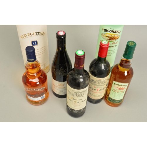 360 - A COLLECTION OF WHISKY AND WINE, comprising a bottle of Old Pulteney Single Malt Scotch Whisky, aged... 