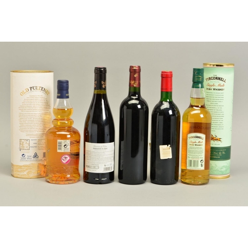 360 - A COLLECTION OF WHISKY AND WINE, comprising a bottle of Old Pulteney Single Malt Scotch Whisky, aged... 