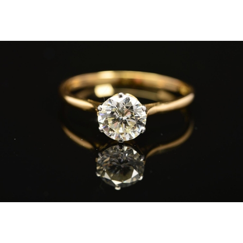 4 - A MODERN SINGLE STONE DIAMOND RING, estimated modern round brilliant cut diamond weight 1.50ct, colo... 