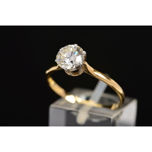 4 - A MODERN SINGLE STONE DIAMOND RING, estimated modern round brilliant cut diamond weight 1.50ct, colo... 