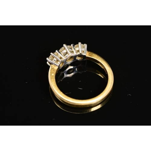 40 - A MODERN 18CT GOLD THREE STONE DIAMOND RING, estimated total modern round brilliant cut weight 1.50c... 