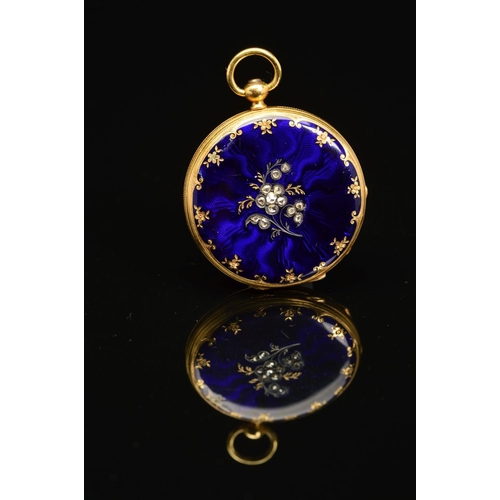 58 - A LATE 19TH CENTURY FRENCH SMALL GOLD POCKET WATCH, measuring approximately 30mm in diameter, white ... 