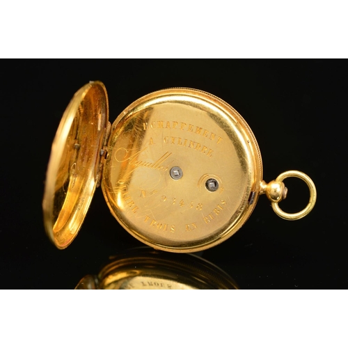 58 - A LATE 19TH CENTURY FRENCH SMALL GOLD POCKET WATCH, measuring approximately 30mm in diameter, white ... 