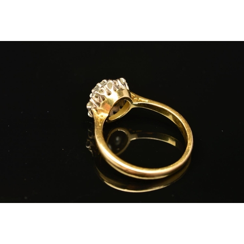 6 - A MODERN ROUND BRILLIANT DIAMOND CLUSTER RING, estimated total diamond weight 0.99ct, ring size R 1/... 