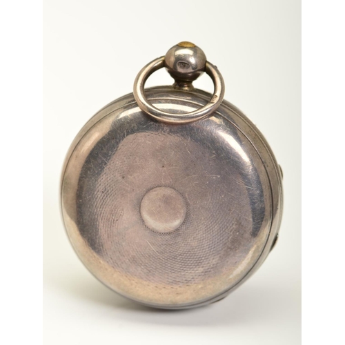 62 - A SILVER OPEN FACED POCKET WATCH, the enamel dial named Geo. Graham London No.5170, movement with sq... 