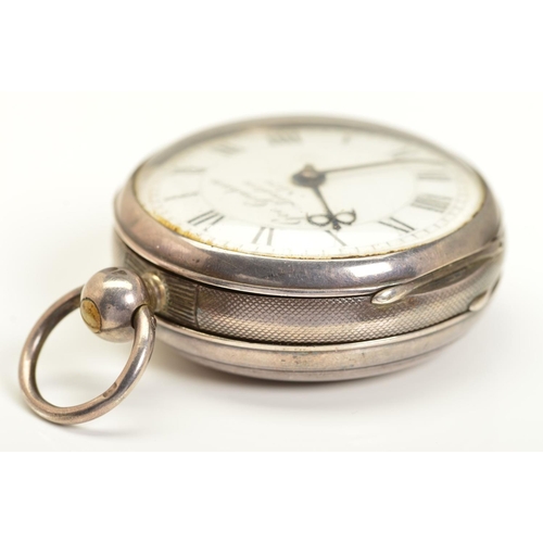 62 - A SILVER OPEN FACED POCKET WATCH, the enamel dial named Geo. Graham London No.5170, movement with sq... 