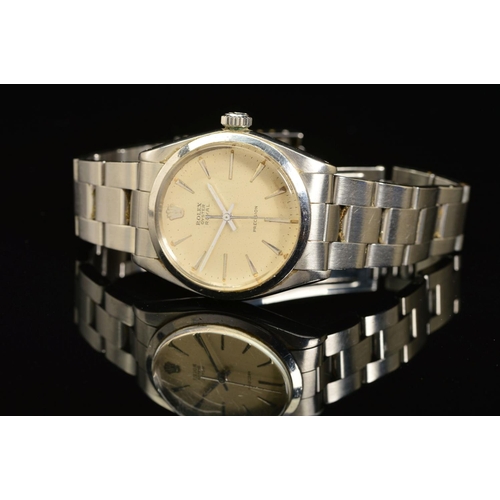 71 - A 1960'S ROLEX OYSTER ROYAL PRECISION WRISTWATCH, deteriorating cream dial with arrow and baton mark... 