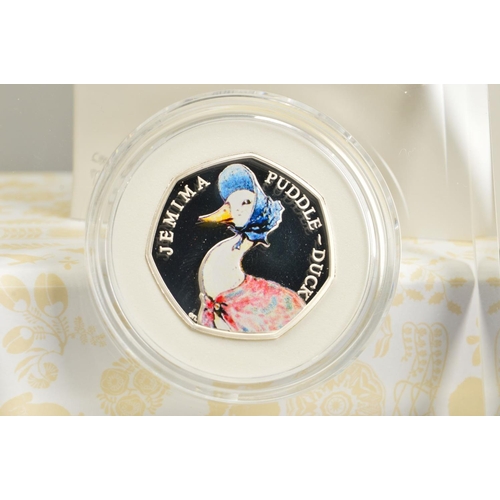 77 - A BOXED ROYAL MINT 2016 BEATRIX POTTER JEMIMA PUDDLE-DUCK SILVER PROOF FIFTY PENCE COIN, with certif... 