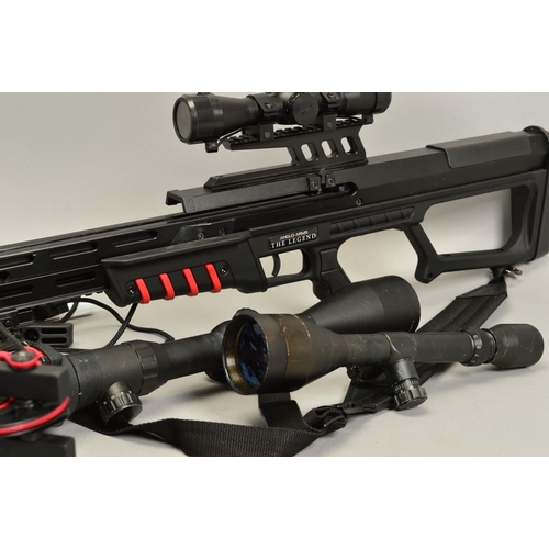 792 - AN ANGLO ARMS MODEL 'THE LEGEND' COMPOUND CROSSBOW, fitted with a 4x32 scope, together with three bo...