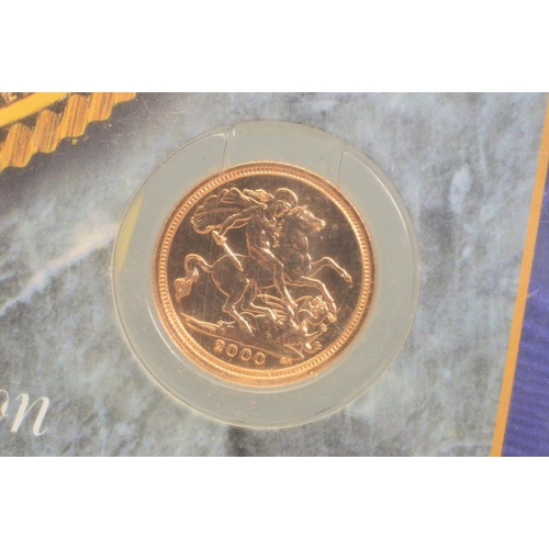 80 - A SMALL PACKAGE OF COINS, to include a Royal Mint sealed Millennium gold half sovereign and a 1996 W... 