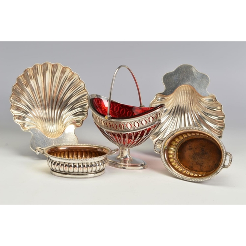 88 - A PARCEL OF LATE 18TH / EARLY 19TH CENTURY OLD SHEFFIELD PLATE, comprising a pair of shell shaped bu... 