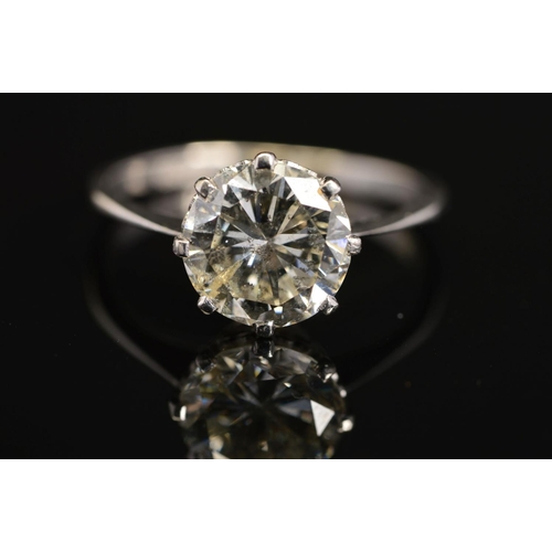 9 - A DIAMOND SINGLE STONE RING, a round brilliant cut diamond, calculated weight 2.45ct, colour assesse... 