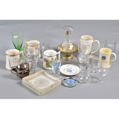 310 - MASONIC INTEREST, a box of ceramics, glassware and metalwares, commemorating various Masonic events ... 